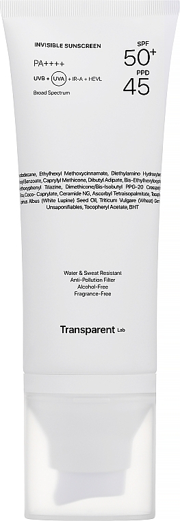 Crema facial de protección solar – Transparent Lab Invisible Sunscreen SPF50+