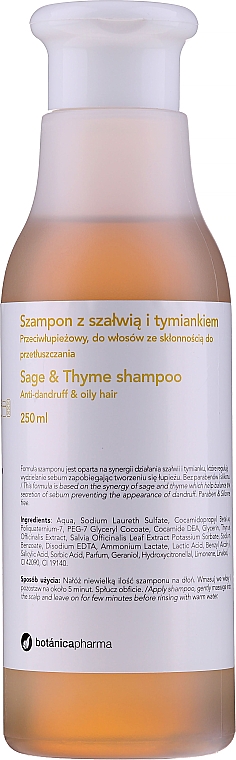 Botanicapharma Sage & Thyme Shampoo – Champú con extracto de salvia y tomillo